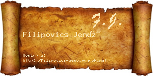 Filipovics Jenő névjegykártya